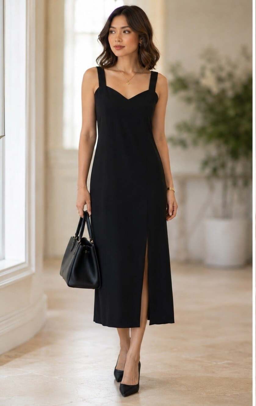 CACHE VTG Black Dress Sweetheart Sz 10 Y2K 90s Goth Fairy Office Classic Elegant